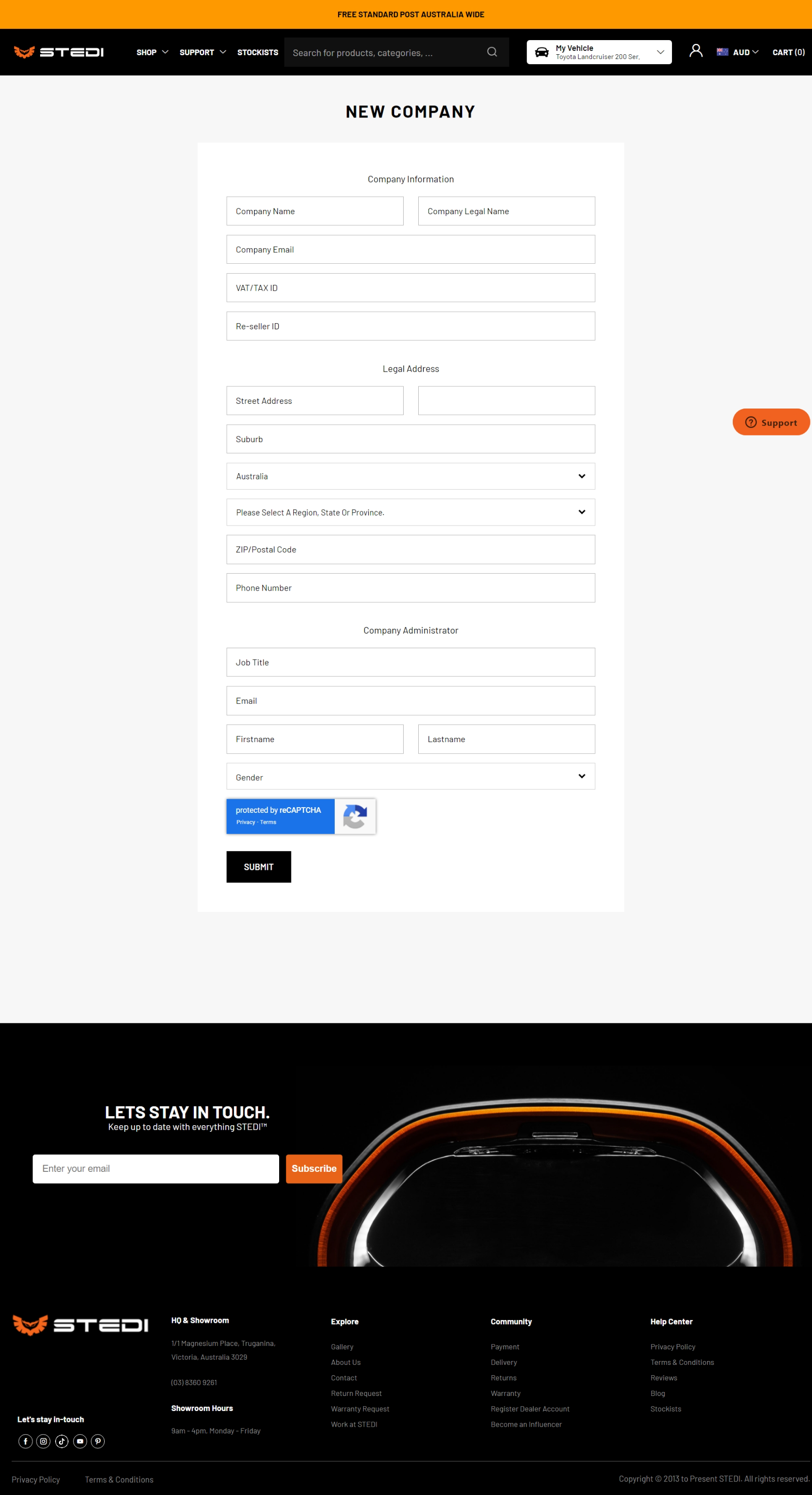 A screenshot of the STEDI™ webform, ready to be filled in by a trade applicant.